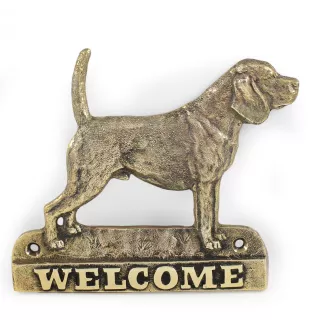 Beagle - Türschild mit Hund, messingfarbenes Willkommensschild, einzigartiges Schild mit der Aufschrift Welcome von der Marke Art-Dog