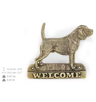 Beagle - Türschild mit Hund, messingfarbenes Willkommensschild, einzigartiges Schild mit der Aufschrift Welcome von der Marke Art-Dog