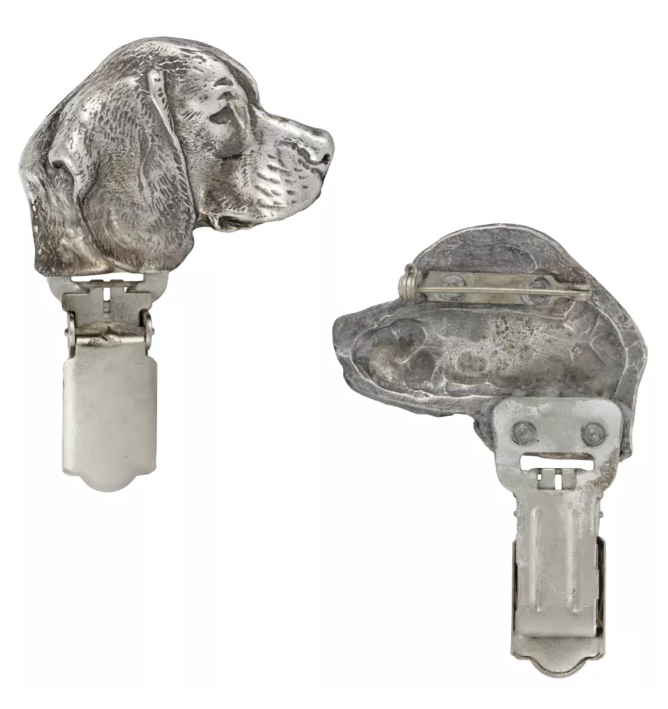 Beagle - broche avec pince, support pour numéro de départ, épingle argentée pour exposition de chiens de la marque Art-Dog