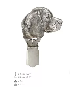 Beagle - Brosche mit Clip, Startnummernhalter, versilberte Anstecknadel für Hundeausstellungen der Marke Art-Dog