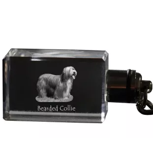 Collie Barbu, Bearded collie, Parfois appelé colley barbu - Porte-clés en cristal avec photo de chien, porte-clés lumineux, cadeau unique de la marque Art-Dog