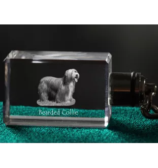 Collie Barbu, Bearded collie, Parfois appelé colley barbu - Porte-clés en cristal avec photo de chien, porte-clés lumineux, cadeau unique de la marque Art-Dog