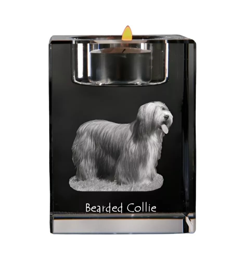Bearded Collie świecznik kryształowy z psem Art-Dog