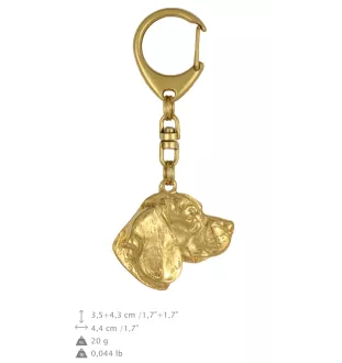 Beagle - porte-clés et collier avec chien dans une boîte, produit plaqué or de haute qualité, marque Art-Dog