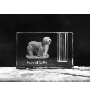 Bearded Collie - Stifthalter, Kristallorganizer mit Hundefoto, einzigartige Schreibtischdekoration der Marke Art-Dog