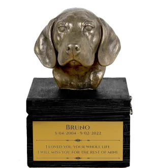Beagle - eine Urne mit Gravur und Hundeskulptur, letzter Abschied, handgefertigtes Produkt der Marke Art-Dog