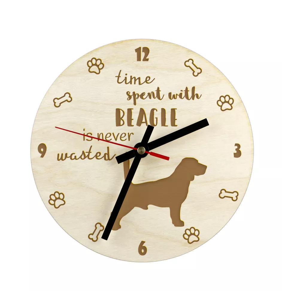 Beagle - Hundeuhr, Holzuhr, Wanduhr für Hundefreunde, Tisch- und Regaluhr, Art-Dog