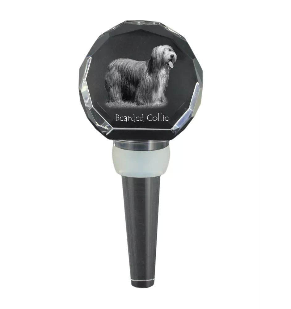 Bearded Collie - Kristallflaschenverschluss, einzigartiger Weinverschluss mit Foto, personalisiertes Geschenk für Sommelier der Marke Art-Dog