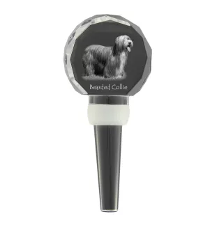 Collie Barbu, Bearded collie, Parfois appelé colley barbu - Bouchon de bouteille en cristal, bouchon de vin unique avec photo, cadeau personnalisé pour sommelier par la marque Art-Dog