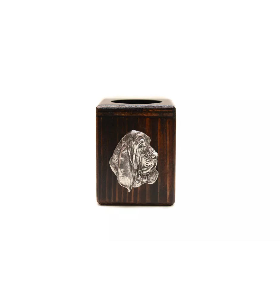 Basset Hound III - Holzkerzenständer mit Hund, einzigartiges Andenken an den Verlust eines Hundes, Handwerkskunst der Marke Art-Dog