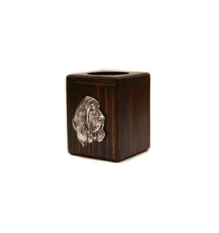 Basset Hound III - wooden candle holder with a dog, a unique souvenir after losing a dog, a handicraft from the Art-Dog brand