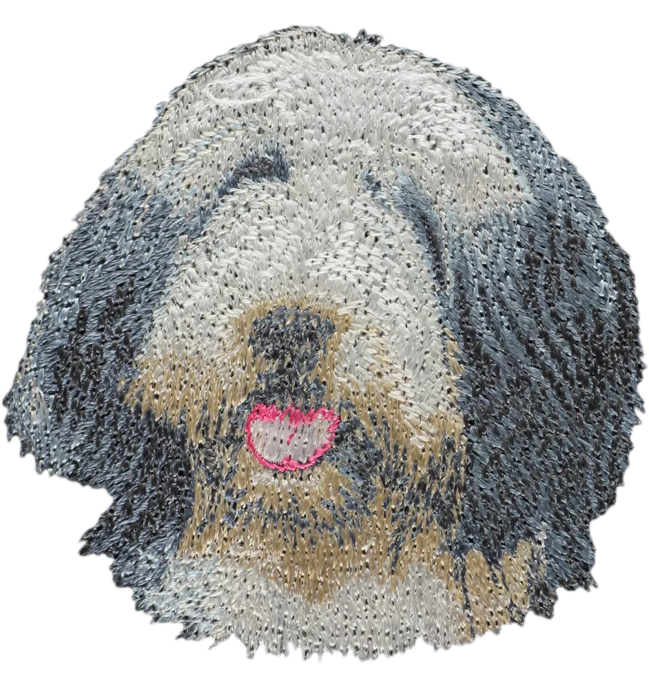Bearded Collie, Highland Collie, Mountain Collie - dog-shaped patch, embroidered patch, unique decoration for Art-Dog backpack