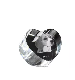 Beagle - Hundebild im Kristall, Kristallherz, einzigartiger Bilderrahmen der Marke Art-Dog