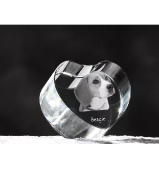 Beagle - Hundebild im Kristall, Kristallherz, einzigartiger Bilderrahmen der Marke Art-Dog