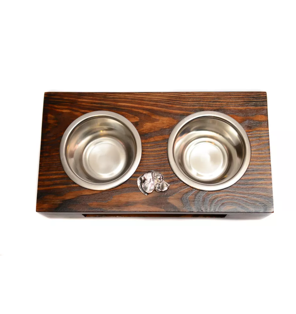 Beagle - support en bois avec des bols pour chien, bols pour chien en acier, cadeau pour l'adoption d'un chien de la marque Art-Dog