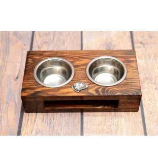 Beagle - support en bois avec des bols pour chien, bols pour chien en acier, cadeau pour l'adoption d'un chien de la marque Art-Dog