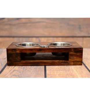Beagle - support en bois avec des bols pour chien, bols pour chien en acier, cadeau pour l'adoption d'un chien de la marque Art-Dog