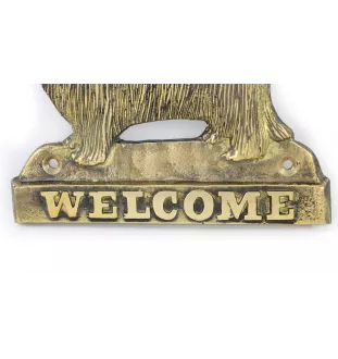 Bearded Collie, Highland Collie, Mountain Collie - a door sign with a dog, a brass welcome plaque, a unique sign with the inscription Welcome from the Art-Dog brand