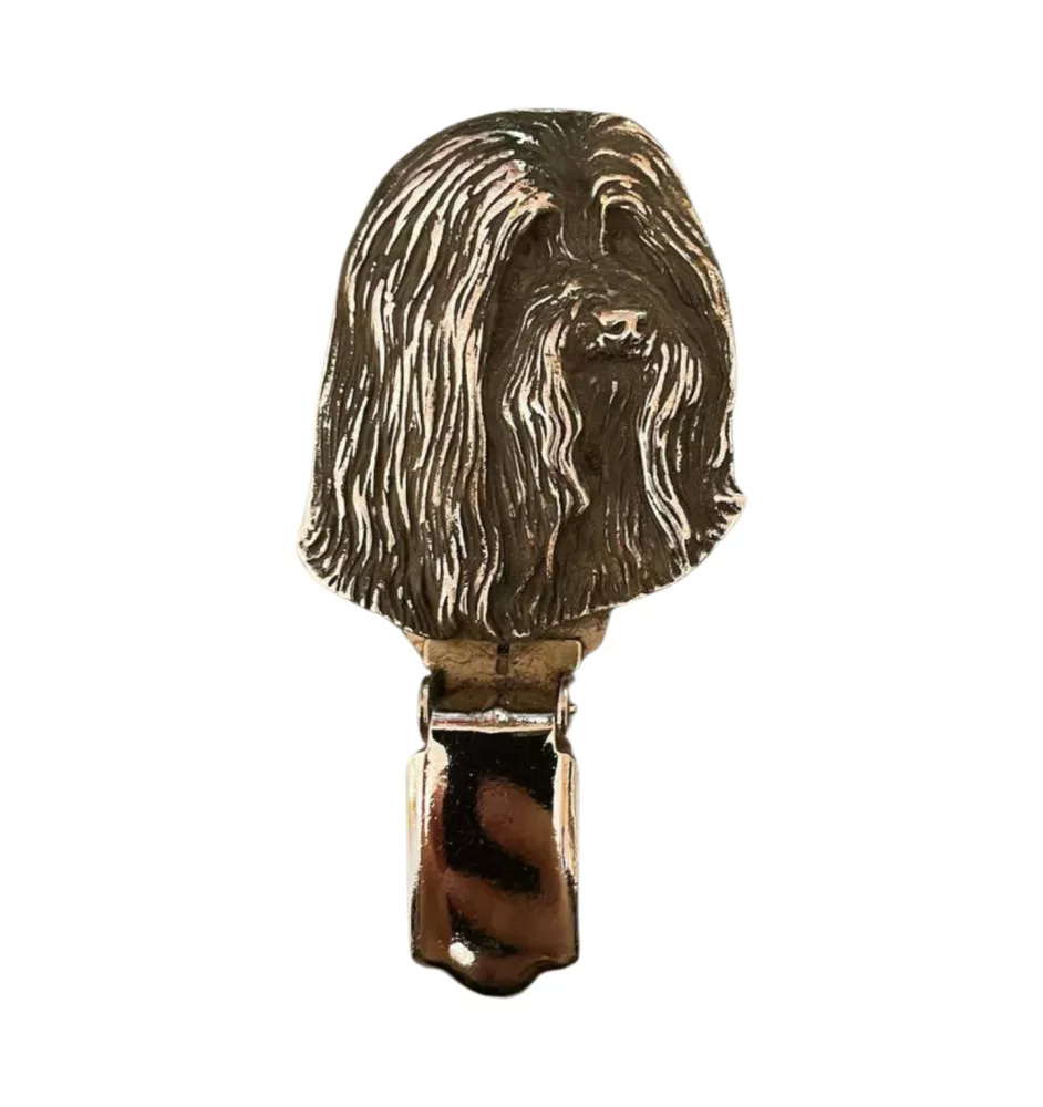 Bearded Collie - Brosche mit Clip, Startnummernhalter, versilberte Anstecknadel für Hundeausstellungen der Marke Art-Dog