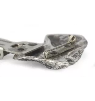 Basset Hound - broche avec pince, support pour numéro de départ, épingle argentée pour exposition de chiens de la marque Art-Dog