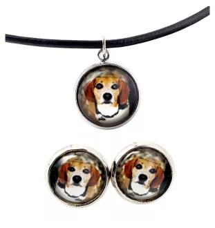Beagle - boîte à bijoux avec votre photo, ensemble collier et boucles d'oreilles, produits personnalisés de la marque Art-Dog