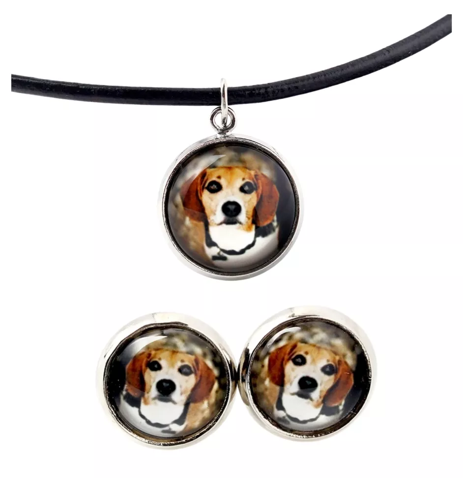 Beagle - boîte à bijoux avec votre photo, ensemble collier et boucles d'oreilles, produits personnalisés de la marque Art-Dog
