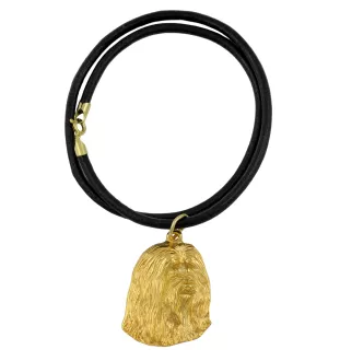 Bearded Collie, Highland Collie, Mountain Collie - keychain and necklace with a dog in a box, high-quality gold-plated product, Art-Dog brand