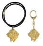 Basset Hound I - porte-clés et collier avec chien dans une boîte, produit plaqué or de haute qualité, marque Art-Dog