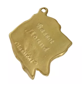 Basset Hound I - keychain and necklace with a dog in a box, high-quality gold-plated product, Art-Dog brand