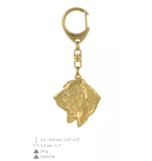 Basset Hound I - porte-clés et collier avec chien dans une boîte, produit plaqué or de haute qualité, marque Art-Dog