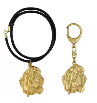 Basset Hound III - porte-clés et collier avec chien dans une boîte, produit plaqué or de haute qualité, marque Art-Dog