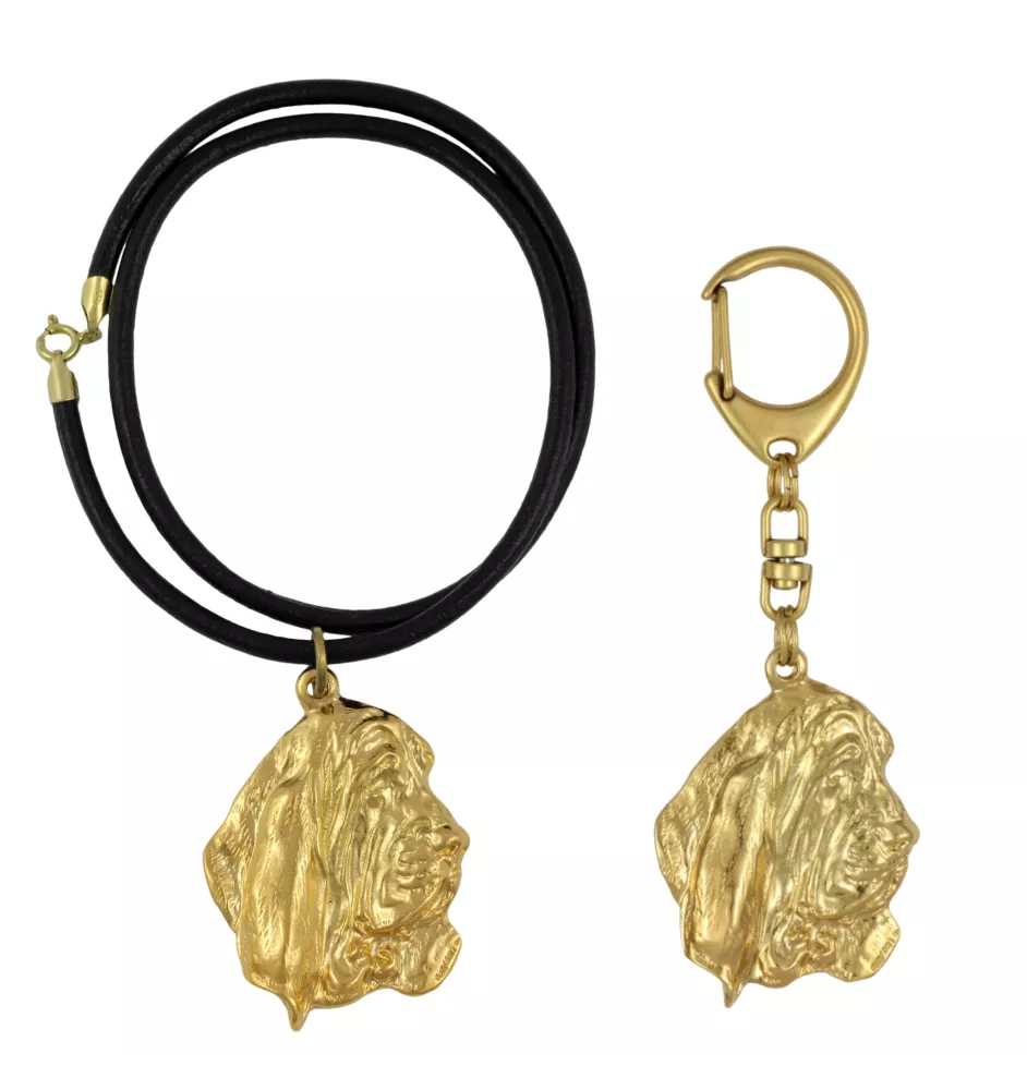 Basset Hound III - Schlüsselanhänger und Halskette mit Hund in einer Box, vergoldetes Produkt von hoher Qualität, Marke Art-Dog