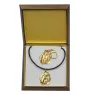 Basset Hound III - keychain and necklace with a dog in a box, high-quality gold-plated product, Art-Dog brand