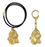 Basset Hound II - porte-clés et collier avec chien dans une boîte, produit plaqué or de haute qualité, marque Art-Dog