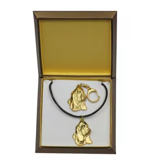 Basset Hound II - Schlüsselanhänger und Halskette mit Hund in einer Box, vergoldetes Produkt von hoher Qualität, Marke Art-Dog