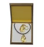 Basset Hound II - porte-clés et collier avec chien dans une boîte, produit plaqué or de haute qualité, marque Art-Dog