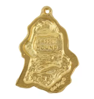 Basset Hound II - porte-clés et collier avec chien dans une boîte, produit plaqué or de haute qualité, marque Art-Dog