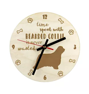Bearded Collie - Hundeuhr, Holzuhr, Wanduhr für Hundefreunde, Tisch- und Regaluhr, Art-Dog