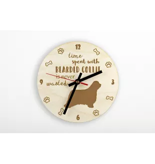 Bearded Collie - Hundeuhr, Holzuhr, Wanduhr für Hundefreunde, Tisch- und Regaluhr, Art-Dog