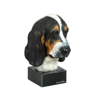 Basset Hound I - bemalte Figur, Statue, Skulptur, vom Künstler hergestellt, Marke Art-Dog