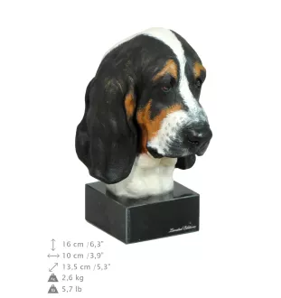 Basset Hound I - bemalte Figur, Statue, Skulptur, vom Künstler hergestellt, Marke Art-Dog