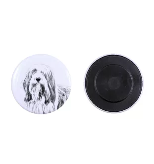 Collie Barbu, Bearded collie, Parfois appelé colley barbu - aimant avec un œil de chien, exceptionnellement léger, aimant puissant, produit fabriqué à la main par la marque Art-Dog