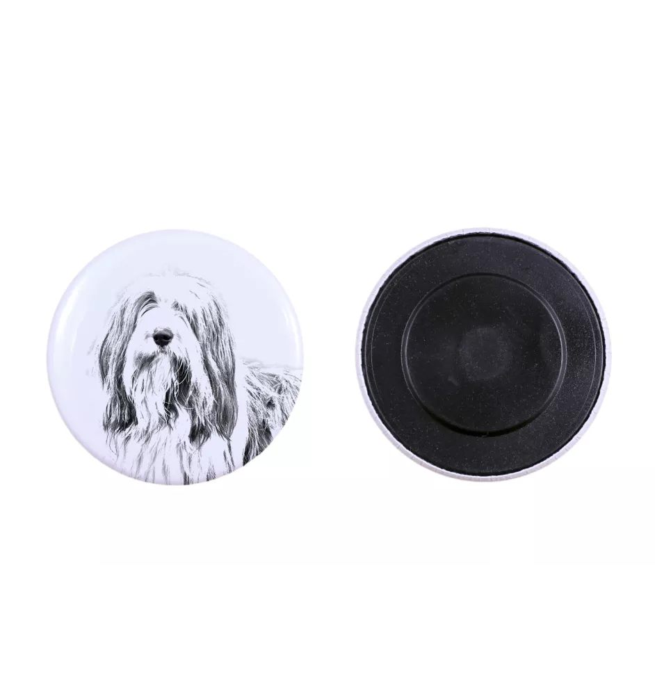 Bearded Collie Magnet mit einem Hundepfotenabdruck, außergewöhnlich leicht, starker Magnet, handgefertigtes Produkt der Marke Art-Dog