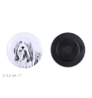 Collie Barbu, Bearded collie, Parfois appelé colley barbu - aimant avec un œil de chien, exceptionnellement léger, aimant puissant, produit fabriqué à la main par la marque Art-Dog