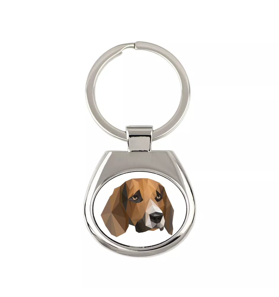 Beagle - geometrischer Schlüsselanhänger mit Foto und Aufschrift Art-Dog