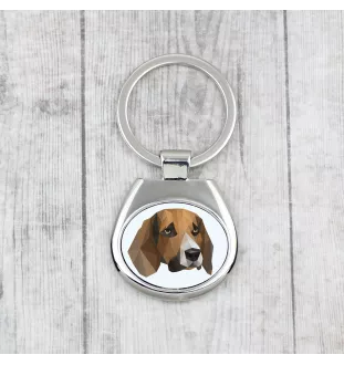 Beagle - geometrischer Schlüsselanhänger mit Foto und Aufschrift Art-Dog