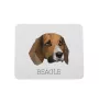 Beagle - geometrisches Mauspad mit Bild und Aufschrift von Art-Dog