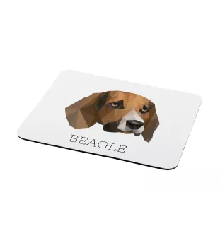 Beagle - geometrisches Mauspad mit Bild und Aufschrift von Art-Dog