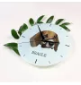 Beagle - geometrische Wanduhr mit Bild und Aufschrift der Marke Art-Dog