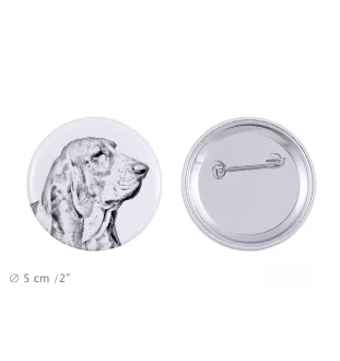 Basset Hound - Anstecknadel mit Ihrem Hund, fügen Sie Ihr eigenes Foto hinzu, Marke Art-Dog